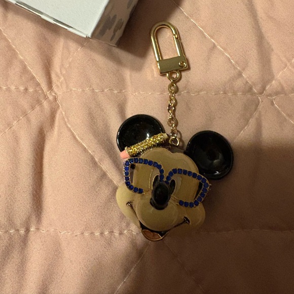Disney BaubleBar Mickey Mouse Keychain Charm w/ Blue Jeweled Glasses NIB - Picture 4 of 4